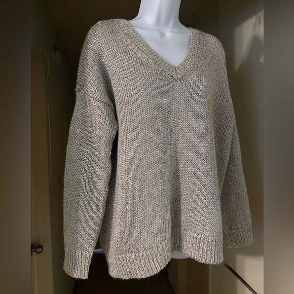 Vince Sweaters - Vince Metallic Cable Knit Sweater - Grey/Gold - Size S